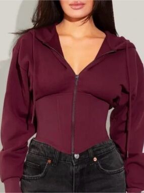 TA3 Corsety Hoodie in Dark Cherry Size XXS